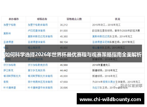 如何科学选择2026年世界杯最优赛程与观赛策略指南全面解析